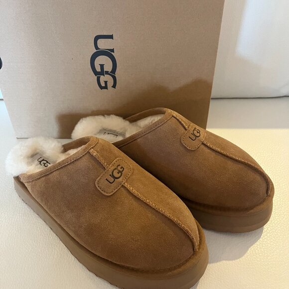 NIB UGG DISCOQUETTE SLIDE SLIPPER CHESTNUT SIZE 8 - Picture 4 of 11